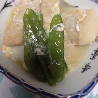 高野豆腐と絹さやの卵とじ(*^^*)☆